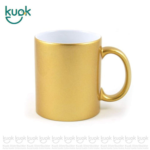 taza para sublimar, colormake, cerámica, taza dorada, grado a, 11 oz, color dorado